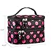 Cosmetic Bag MakeUp Case Double Layer Dot Pattern Portable Waterproof Wear Resistance Durable With 2 Zipper Holder With Mirror Travel Toiletry Bag Organizer (Black Rose)