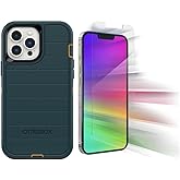 OtterBox iPhone 13 Pro Max (Only) Bundle: - Defender Series Case - with Screen Protector - Hunter Green - Case Only - Microbial Defense Protection - Non-Retail Packaging