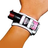 Pepper Spray for Runners - Joggers - Walking - Hiking - Lightweight Wristband with LED Light - Emergency Id Card - Reflective Material - Women & Mens Safety Bracelet - Personal Self Defense Running Protection - Wrist Saver Black Pink Model
