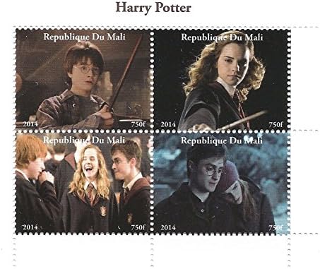 Harry Potter movie 2014 stamp sheet for collectors with Harry, Ron and Hermione Granger - 4 stamps / Mali