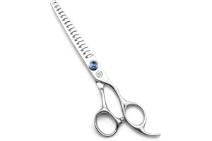 Moontay Professional Dog Grooming Straight, Curved, Thinning/Blending/Chunking Scissors Kit, JP-440C Stainless Steel Pet Cat Hair Cutting/Trimming Shears, Silver