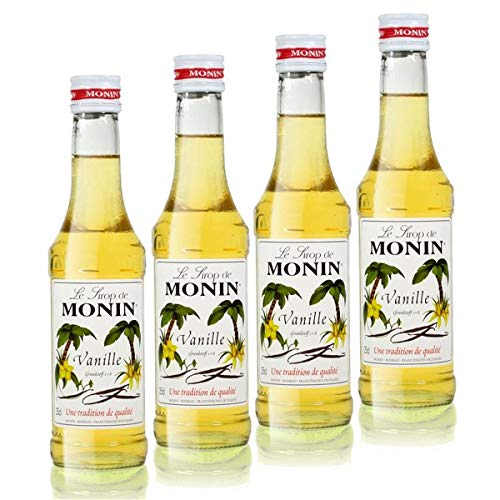 4x Monin Vanille / Vanilla Sirup, 250 ml Flasche