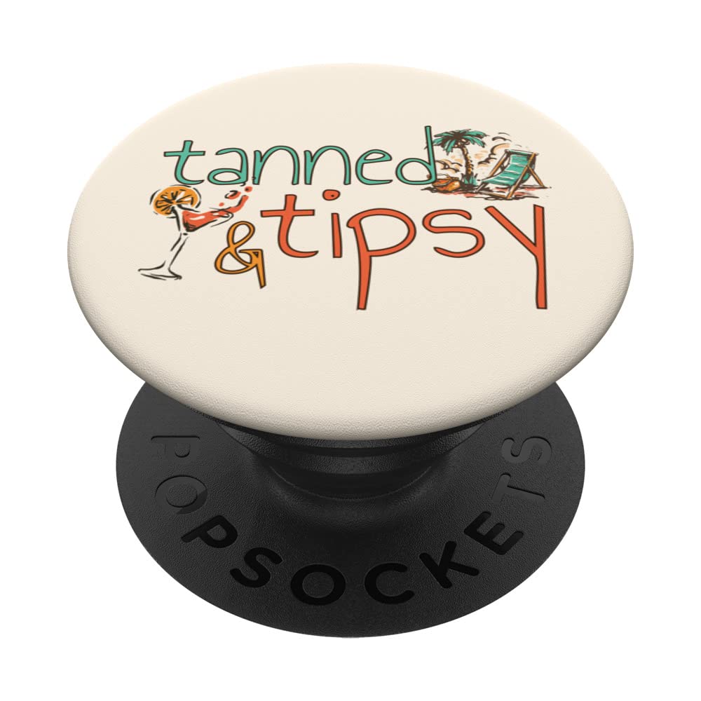 Tanned and Tipsy Funny Summer Cocktail Beach Vintage PopSockets Swappable PopGrip