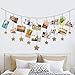 Retr Photo Display Wood Stars Garland Chains for Dorm Decor ,Hanging Picture Frame Collage with 30 Wood Clips, Wall Art Decoration for Home Office Nursery Room Dorm Living Room Bedroom (Gold)