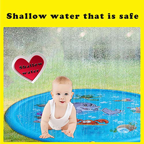 IAMGlobal 67" Sprinkle and Splash Play Mat, Inflatable Splash Pad, Sprinkler Pad, Outdoor Water Toys for Adults and Kids for Beach Garden (67 Inch)