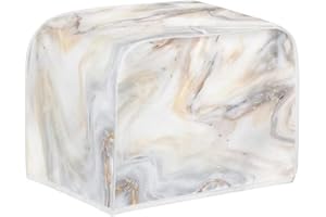 Doojoayie Milky White Marble 4 Slice Toaster Cover Oven Dustproof Cover Appliance Cover- Stain Resistant - Washable