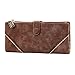 Jastore Women's Long Leather Wallet Button Clutch Purse Card Holder Case (Brown)