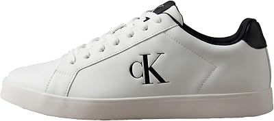 Uomo Sneakers con Suola Preformata Derby con Logo, Multicolore (Bright White/CK Black), 42