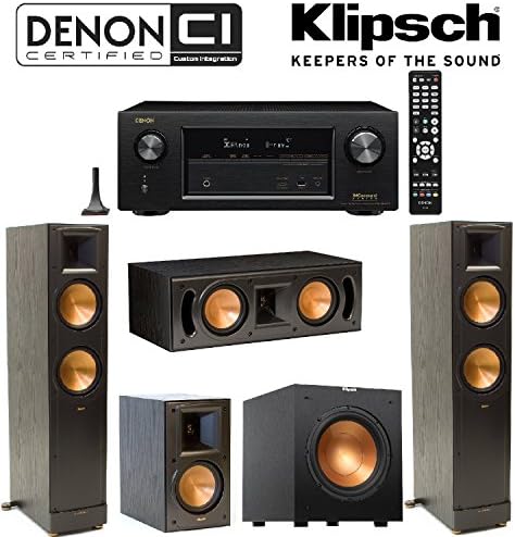 Denon AVR-X2300W Channel Full 4K Ultra HD AV Receiver with Bluetooth + Klipsch RB-51 II Bookshelf + Klipsch - RC-42 II Center + Klipsch R-10SW Subwoofer + Pair of Klipsch RF-82 II Bundle