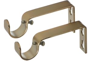 Ivilon Fixed Brackets for Curtain Rods - for 7/8 or 1 Inch Rods. Set of 2 - Warm Gold