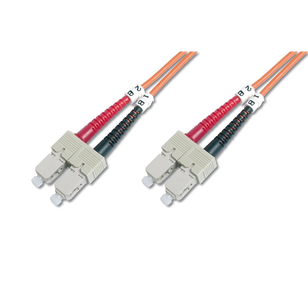 DIGITUS LWL patch cable OM1-5 m SC to SC fiber optic cable - LSZH - Duplex Multimode 50/125µ - 10 GBit/s - Orange