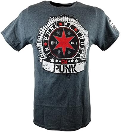 Hybrid Tees in cm Punk We Trust Best in The World Mens Gray T-Shirt