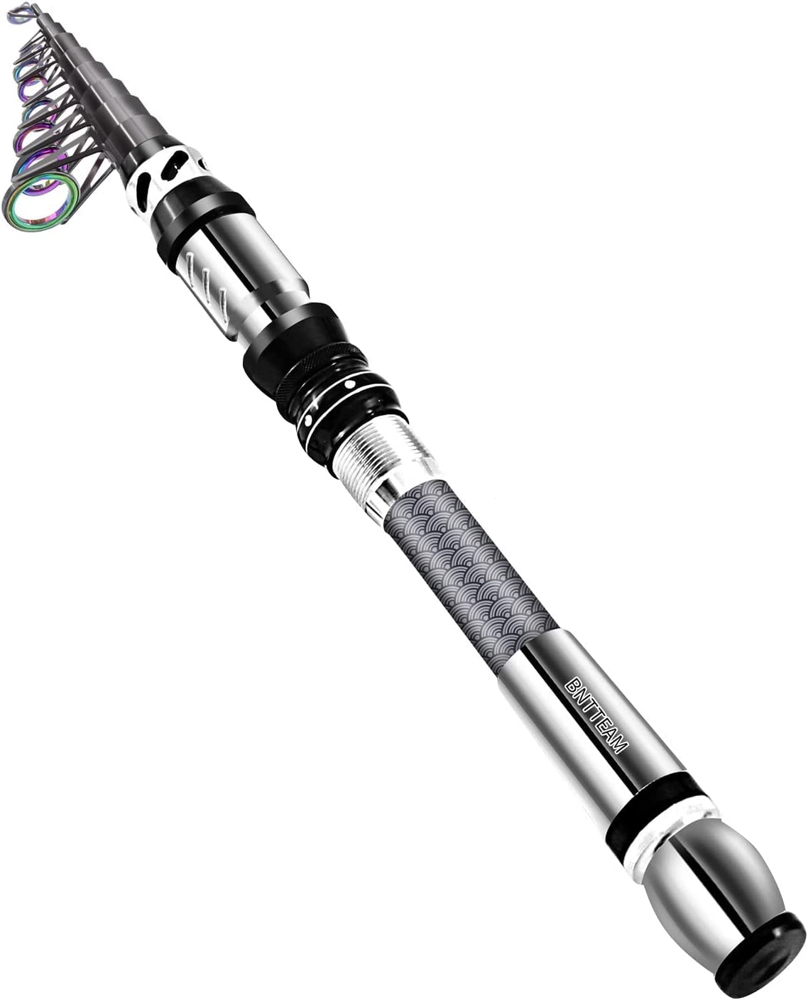 BNTTEAM New Portable Fishing Rod 99% Carbon Fiber with Fluorescent Rod Tip, Telescopic Super Hard Ultralight Fishing Pole for Travel Surf (KC-Rod, 2.7M/106.5in/8.86ft)