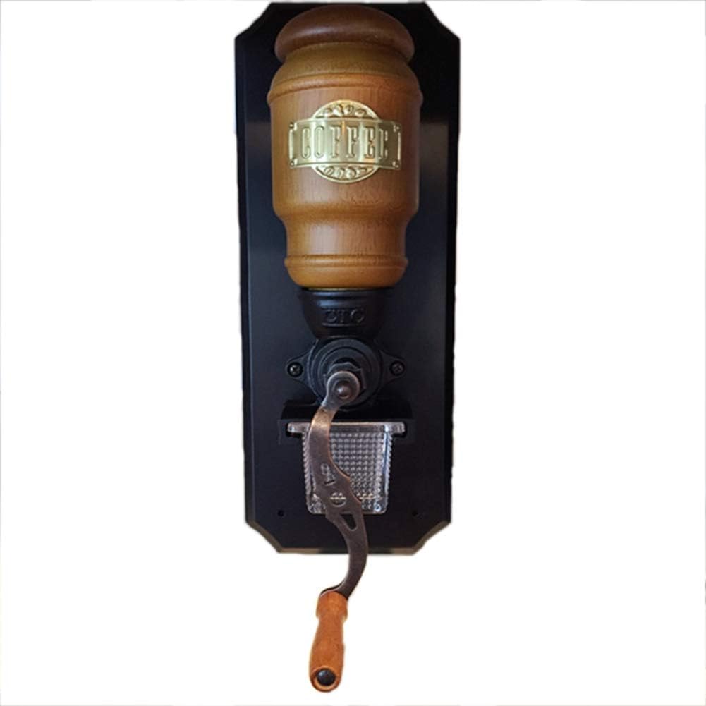 Classical Cast Iron Coffee Grinder,Vintage Manual Coffee Bean Grinder Adjustable,Wall-Mounted,Rust Prevention Cast Iron Conical Burr Grinds Beans Spices