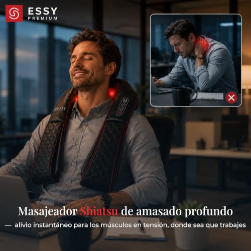 Essy Cervical and Back Massager Neck and Shoulder Massager Cervical and Back Massage Shiatsu Neck Back Massage (EU plug) | Massage Gift For Women And Men To Relax Muscles