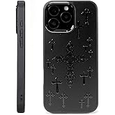 Akinmi Case for iPhone 15,Compatible with MagSafe,TPU Slim Shockproof Camera Protective Phone Cover for iPhone 15-Black Cross