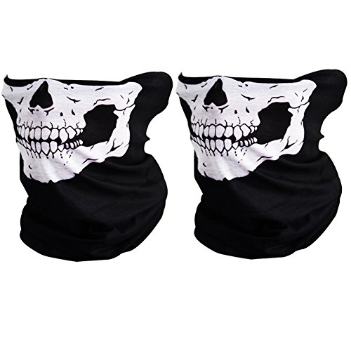 CIKIShield Couples Seamless Skull Face Tube Mask Black (2pcs-white)