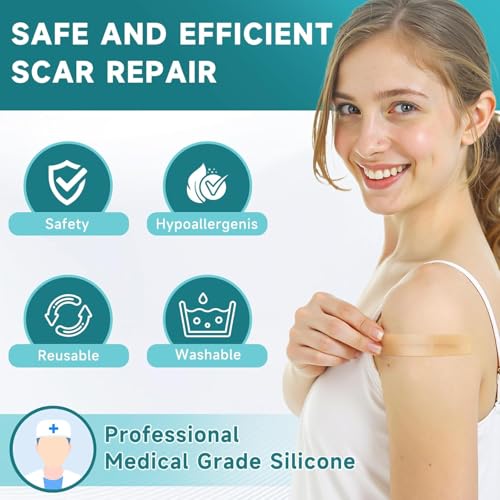 Silicone Scar Dressing 4 cm x 300 cm, Reusable Self Adhesive Silicone Band, Cuttable, Thin and Flexible, Comfortable for Different Body Areas