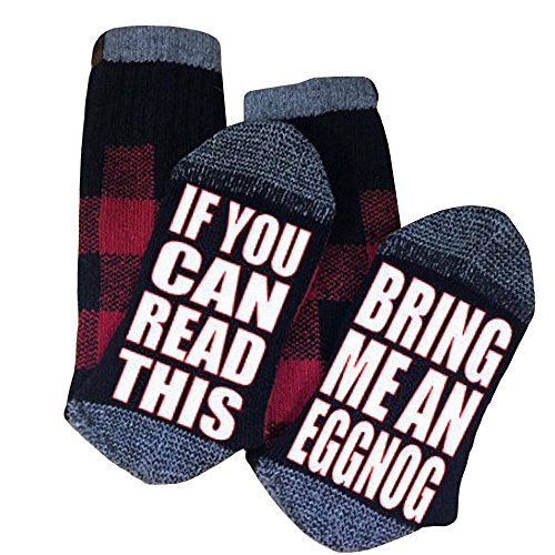 Coutgo If You Can Read This Color Block Socks Knit Funny Letter Print Cotton Socks (Grey-eggnog, One size)