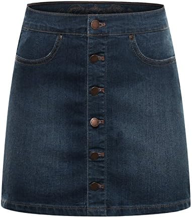 THENEWNEW Womens Front Button Down Mini Skirt DARK MEDIUM