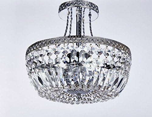 New Galaxy Lighting Chrome Finish Crystal Semi Flushmount Chandelier
