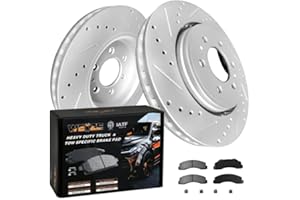 WEIZE Front Truck & Tow Brake Kit, Carbon Fiber Ceramic Brake Pads & Drilled/Slotted Brake Rotors, Replacement For Ford F-150 2010-2020 F150 Expedition Lincoln Navigator