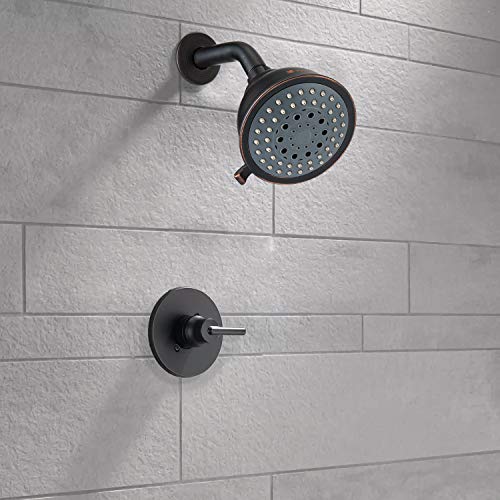 Voolan 4 Inch High Pressure Rain Shower Head - 5 Spray Settings, 360° Adjustable, For Low Water Pressure (Black)