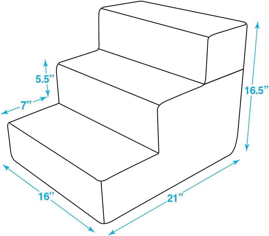 Made in USA Foldable Pet Steps/Stairs with CertiPUR-US Certified Foam by Best Pet Supplies - Gray Lattice, 3-Steps (H: 16.5") : Pet Supplies