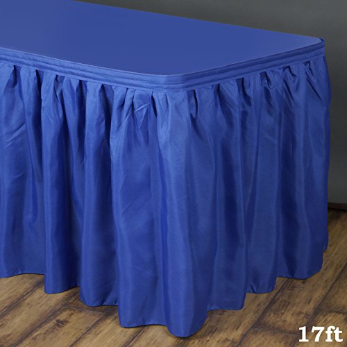 LinenTablecloth 17 ft. Accordion Pleat Polyester Table Skirt Royal Blue