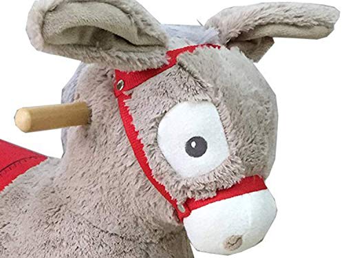 Dunjo® Schaukelpferd Esel | Plüsch Baby Schaukel-Esel | Schaukeltier | 74x30x64cm | aus Holz mit Soundmodul – Bild 7