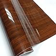 GreceYou Wood Grain Vinyl Wrap Sticker Decal Car Internal Wraps Self Adhesive DIY Film, Waterproof Wrap Roll Without Bubble, 100x 40cm/39.4x15.7in (Brown-Wood Grain(High Glossy))