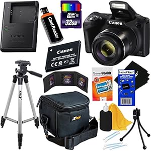 Canon Powershot SX420 IS 20 MP Wi-Fi Digital Camera with 42x Zoom (Black) Includes: Canon NB-11LH Battery & Canon Charger + 9pc 32GB Deluxe Accessory Kit w/ HeroFiber Cloth