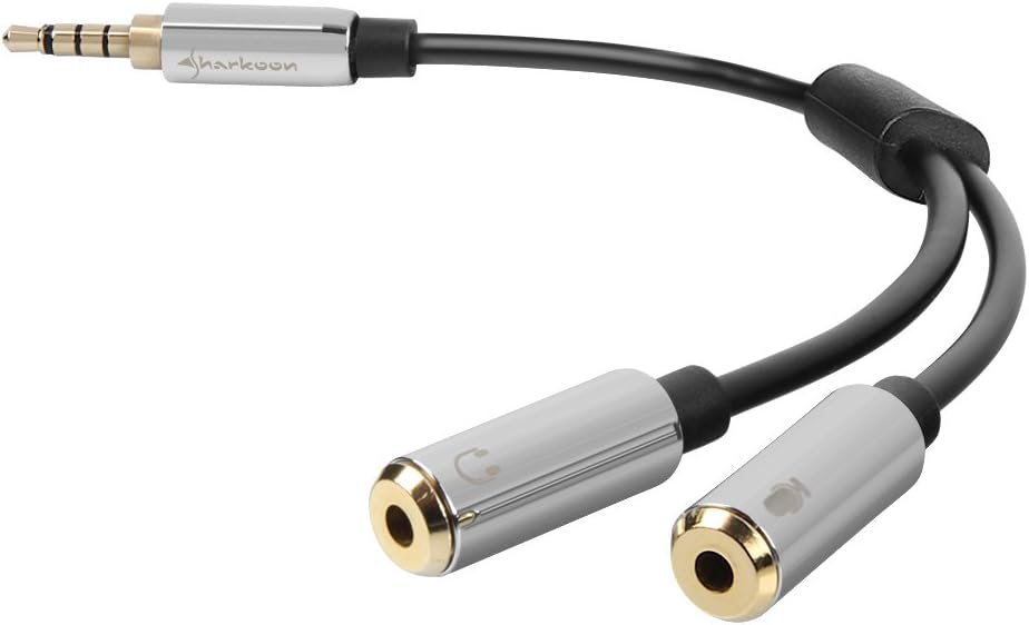 Sharkoon PMP35 Cable Combo Audio Adapter 12 cm silber
