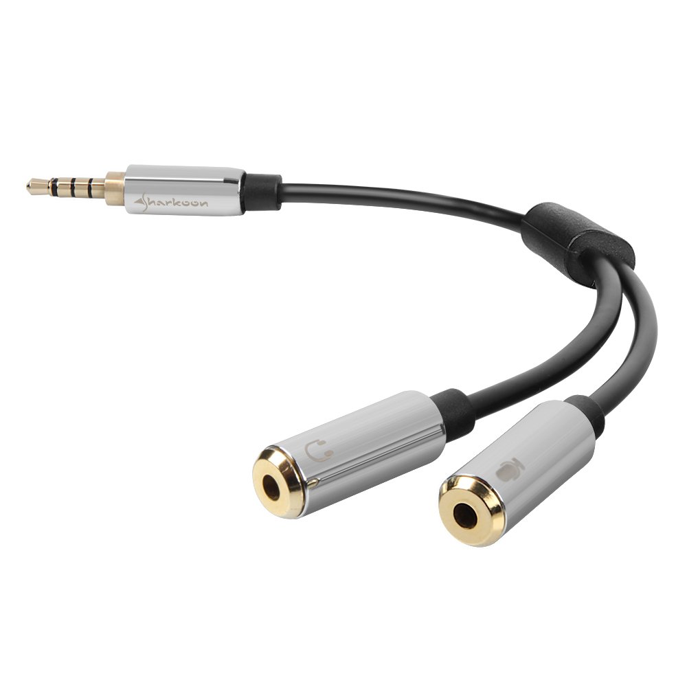 Sharkoon PMP35 Cable Combo Audio Adapter 12 cm silber