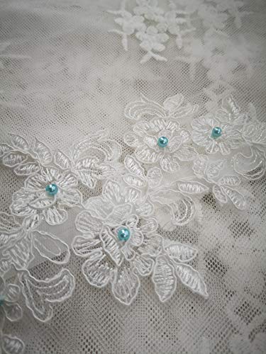 YuRong Bridal Lace Garter Pearls Garter Flower Leaf Design G43 (skyblue)