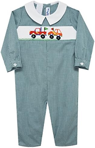 Monster Truck Smocked Boys Long Bubble