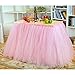 Haperlare 3ft Pink Tulle Table Skirt Queen Wonderland Pink Tablecloth Skirting Tutu Tablecloth with Smooth Edge for Christmas Wedding Baby Shower Birthday Cake Dessert Table Decoration 31 x 36 inch