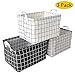 Yoweenton 3 Pack Square Toy Storage Basket, 15.5 Inch Canvas Fabric Foldable Laundry Storage Bin with Handles for Home, Office, Nursery, Toys, Dorm, Closet