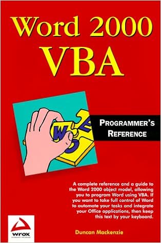 Word 2000 Vba Programmers Reference Duncan Mackenzie - 