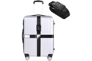 MISUMOR Luggage Straps for Suitcases TSA Approved Heavy Duty Adjustable Travel Belt Cross Suitcase Belts Luggage Tags with Name ID Card Travel Accessories Fit for 20-32 Inch Suitcase (Black)