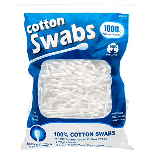 10,000 Count Double Tipped NuValu Cotton Swab 100% Pure Cotton - Wholesale Bulk Lot - 10 x 1000 Count Bag