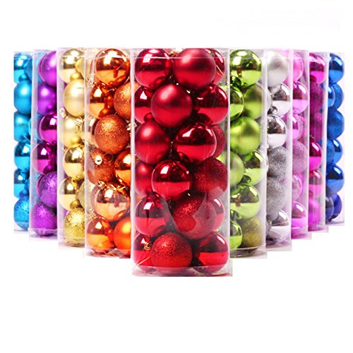 Prudance 24ct Christmas Balls Ornaments Multicolor Decorations Tree Balls for Holiday Wedding Party Decoration,1.57",Light Blue