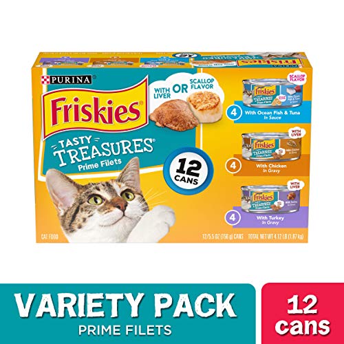 Purina Friskies Gravy Wet Cat Food Variety Pack, Tasty Treasures With Cheese - (12) 5.5 oz. Cans (packaging may vary)