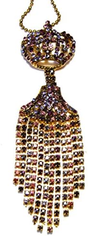 Purple Royal Crown Crystal Necklace Pin Jewelry