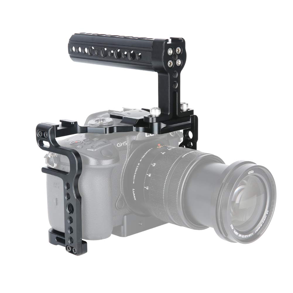 Photo 1 of NICEYRIG Camera Cage Kit with Cheese Top Handle Cold Shoe Mount NATO Rail Compatible with Panasonic Lumix GH5/ GH5 II/ GH5s