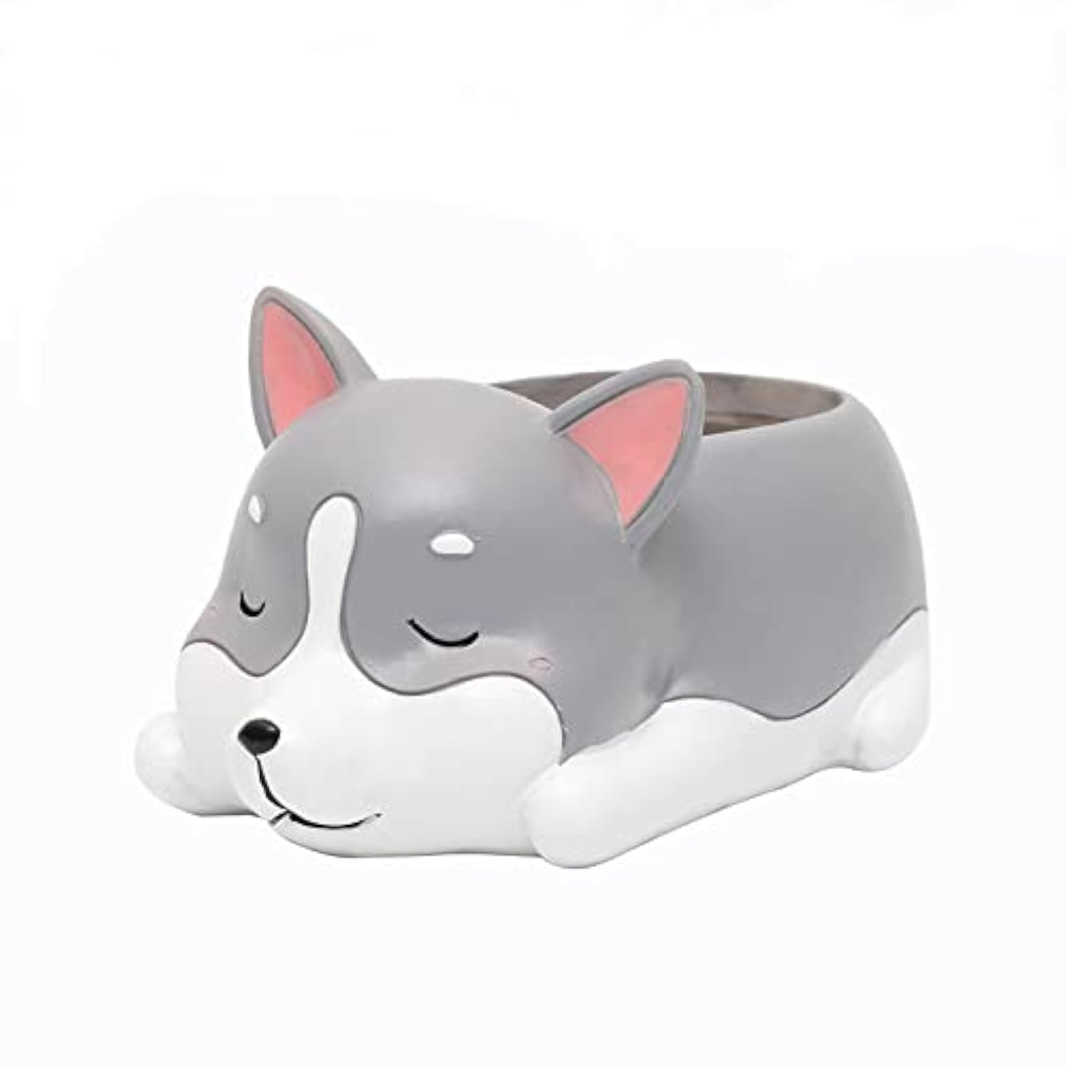 ROOGO Husky Planter Pot Puppy Design Resin Flower Pots Cartoon Animal Dog Plant Pot for Home Balcony Garden