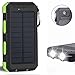 20000mAh Solar Power Bank Solar Charger Waterproof Portable External Battery USB Charger Built in LED light with Compass for iPad iPhone Android Cellphones (Black & Green)