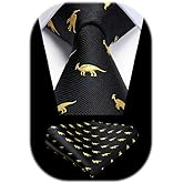 HISDERN Ties For Men Funny Holiday Mens Ties Handkerchief Animal Mens Neckties Silk Tie Pocket Square Set Business Party