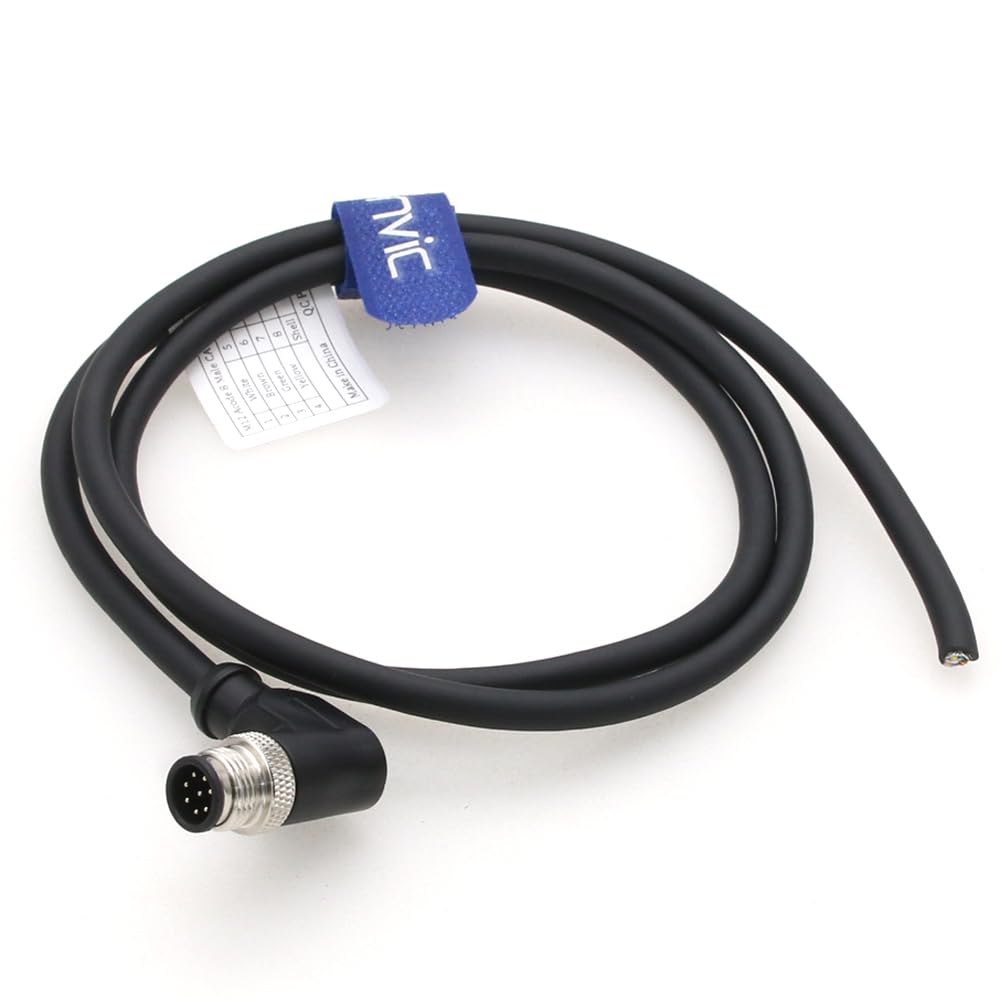 Eonvic M12 Right Angle 8 Pins Male Industrial Sensor Connector Aviation Cable Socket Shielded Waterproof Electrical Cable for Industrial Automation Control,Fieldbus Module,Device Network 1M