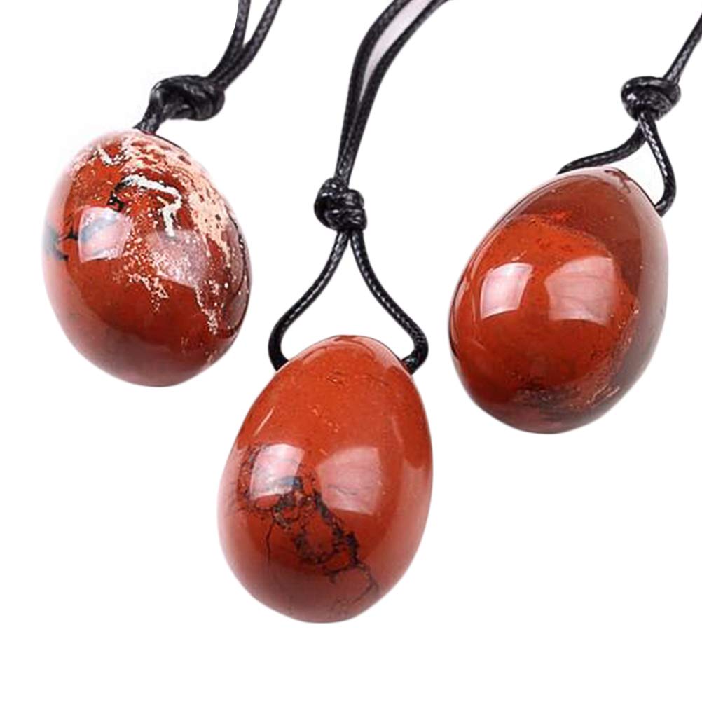 30 * 20mm Drilled Natural Red Jasper Stone Crystal Pendant Polished Yoni Egg for Women Health Care W3495